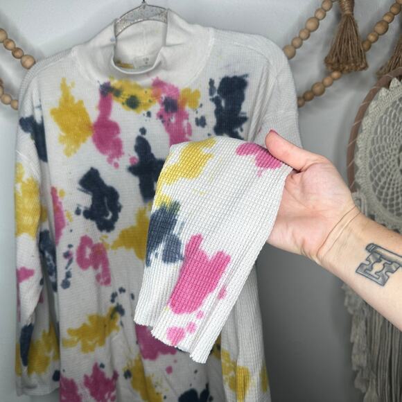 Anthropologie T.LA Mercer Tie Dye Cropped Waffle Pullover - Picture 4 of 5